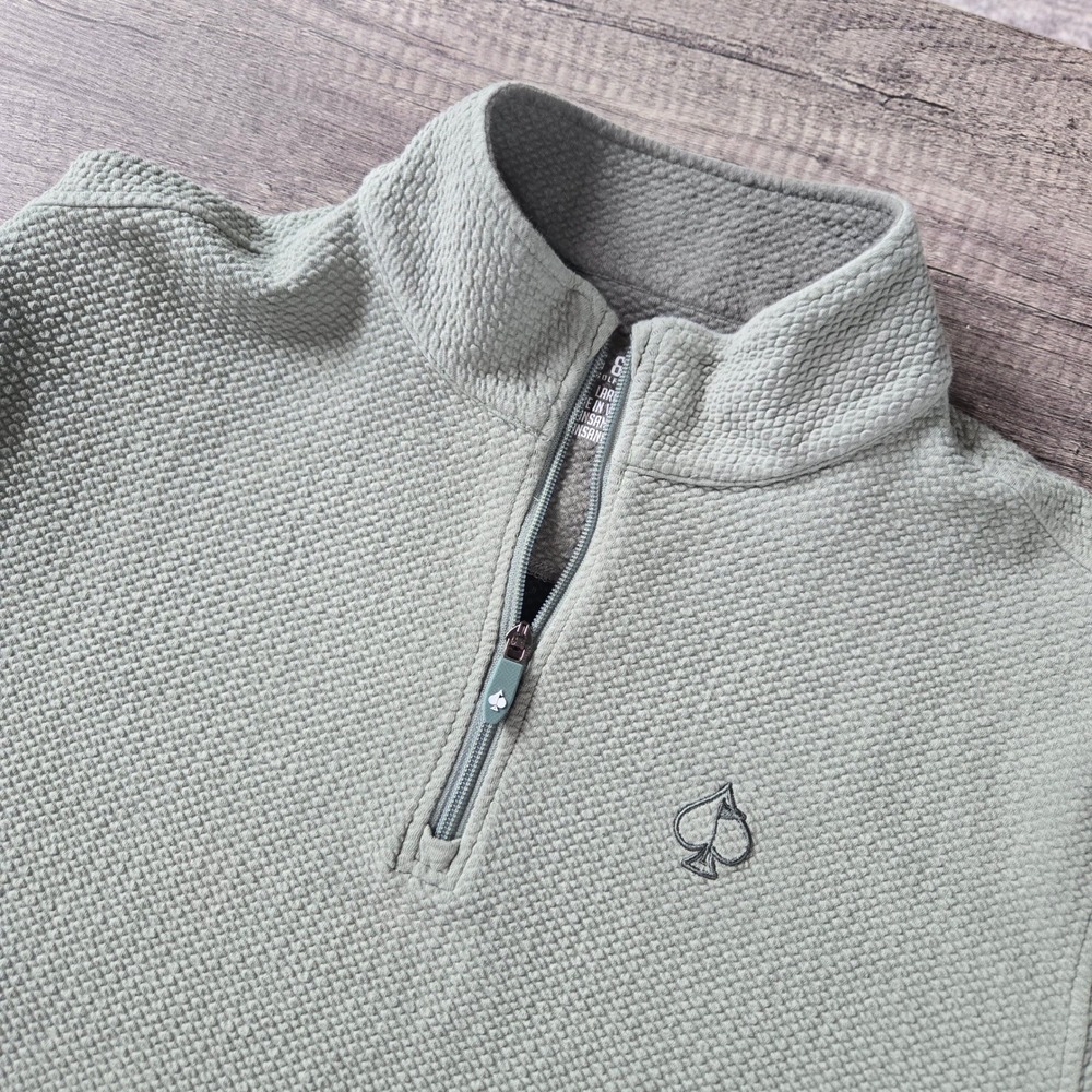 Pins & Aces Mens Sage Green Waffle Knit Quarter Zip Golf Pullover Size Large